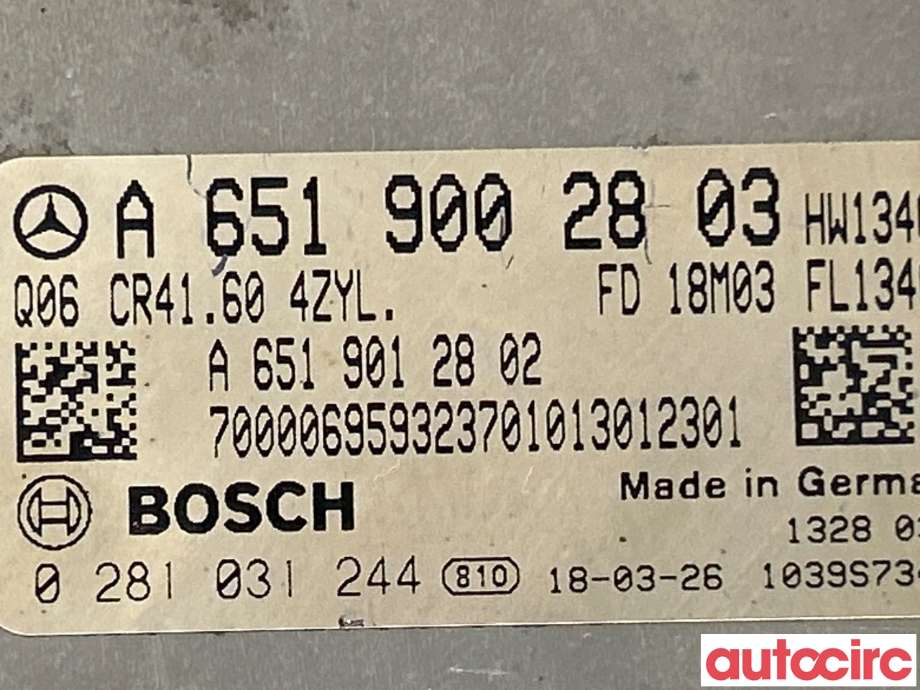 Styreenhet motor til Mercedes Vito 2014-->> (W447) (W447) (MERCEDES|A6519002803|0281031244)