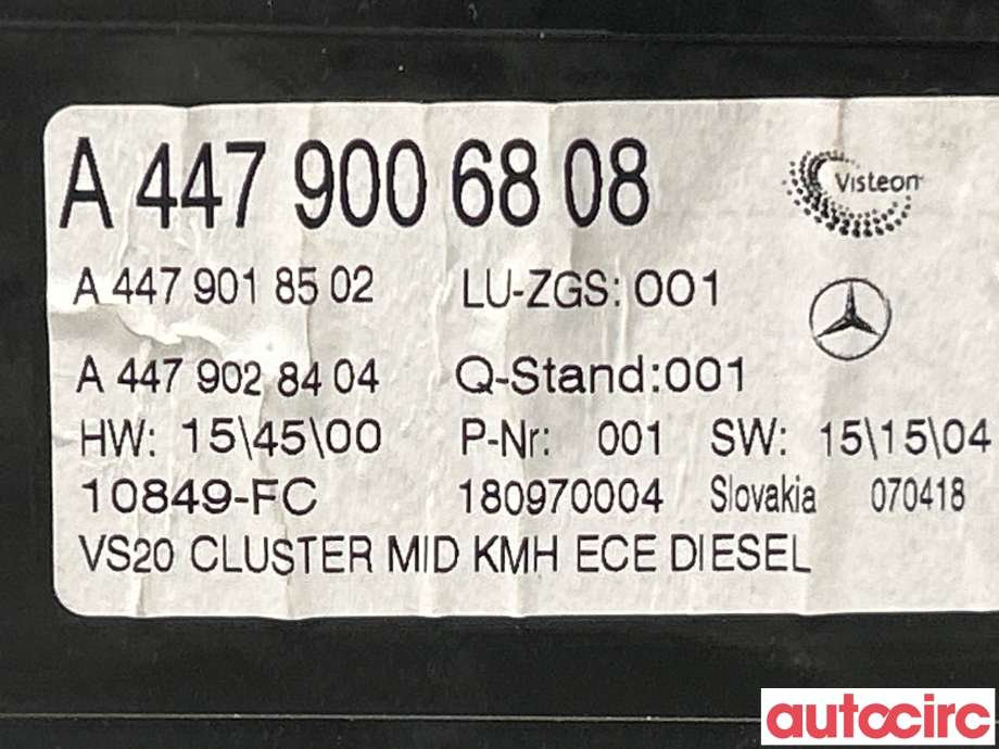 Instrumentpanel til Mercedes Vito 2014-->> (W447) (W447) (MERCEDES|A4479006808)