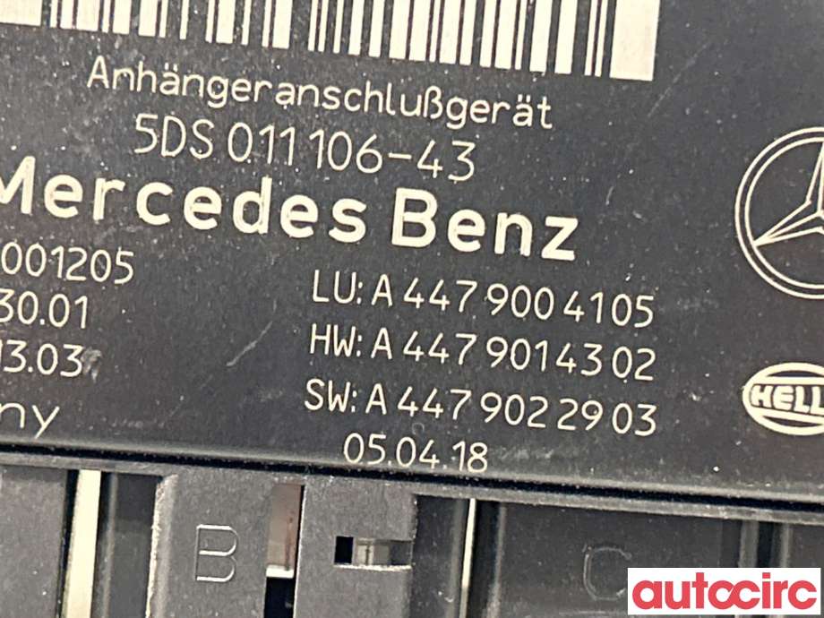 Styreenhet hengerfeste til Mercedes Vito 2014-->> (W447) (W447) (MERCEDES|A4479004105)