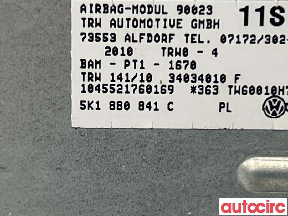 Airbag kne til VW Golf VI 2008-2012  (VOLKSWAGEN|5K1880841D)