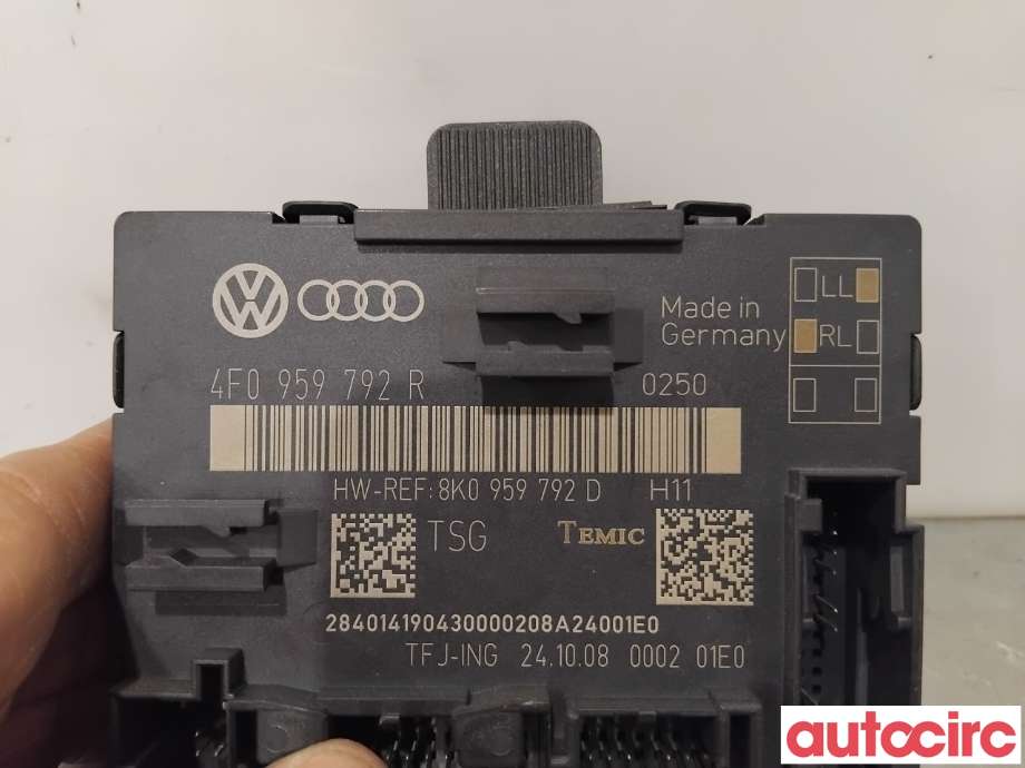 Styreenhet dør venstre foran til Audi A6 2008-2011 (Type III, Fase 2) (C6) (C6) (AUDI|4F0959792T||4H0959792R)