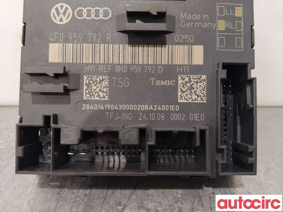 Styreenhet dør venstre foran til Audi A6 2008-2011 (Type III, Fase 2) (C6) (C6) (AUDI|4F0959792T||4H0959792R)