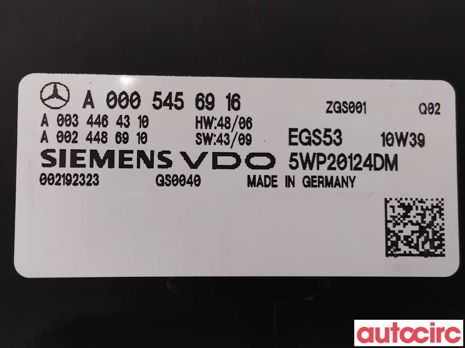 Styreenhet girkasse til Mercedes E-Klasse 2009-2013 (Fase 1) (W212) (W212) (MERCEDES|A0034464310|5WP20124DM|A0005456916)