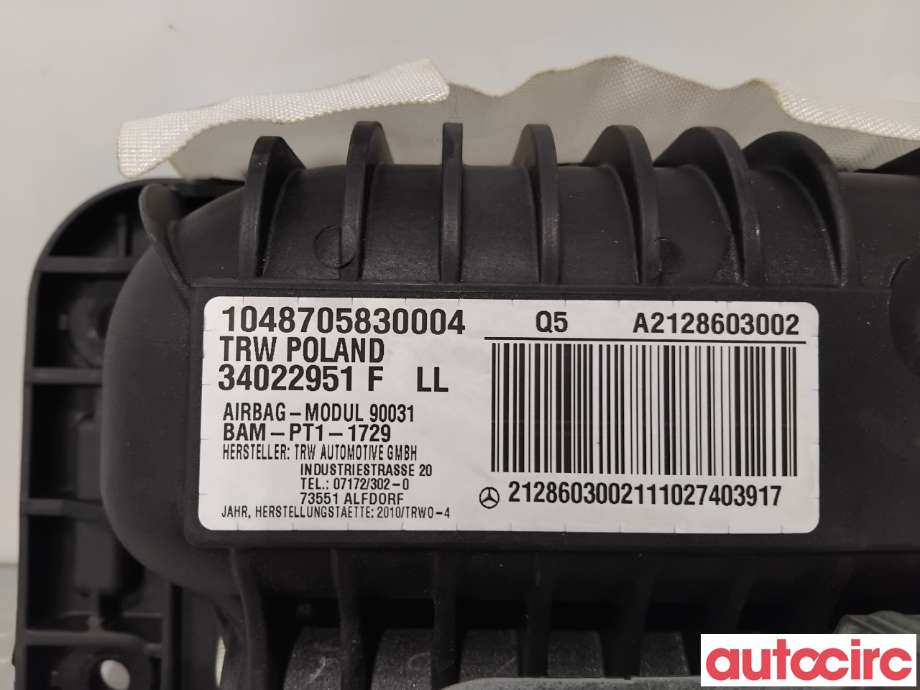 Airbag passasjer til Mercedes E-Klasse 2009-2013 (Fase 1) (W212) (W212) (MERCEDES|A2128603002|34022951F)