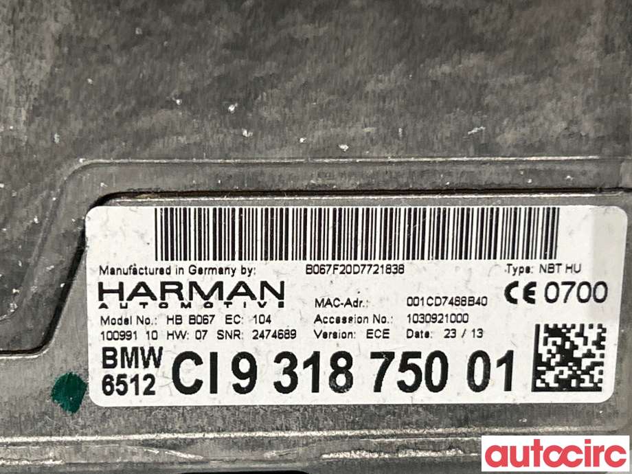 Bilstereo navigasjon til BMW 5-Serie 2010-2017 (F10/F11) (F10/F11) (BMW|65129289614|)