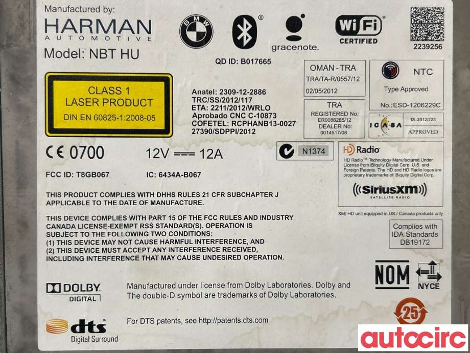 Bilstereo navigasjon til BMW 5-Serie 2010-2017 (F10/F11) (F10/F11) (BMW|65129289614|)