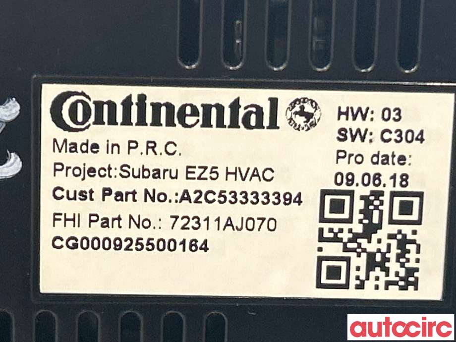 Varmeapparat betjening til Subaru Outback 2009-2014 (Type IV)  (SUBARU|72311AJ070)