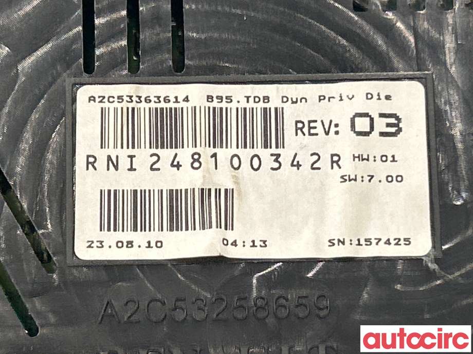 Instrumentpanel til Renault Megane 2009-2016 Type III  (RENAULT|248100342R)