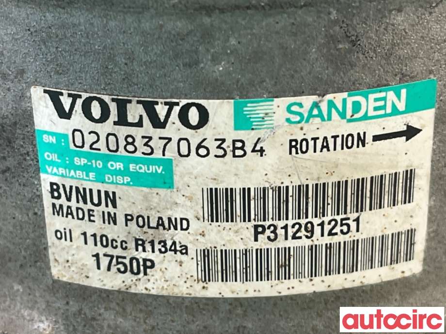 Aircondition kompressor til Volvo V40 2012-2019  (VOLVO|36001128|1750|31291251)