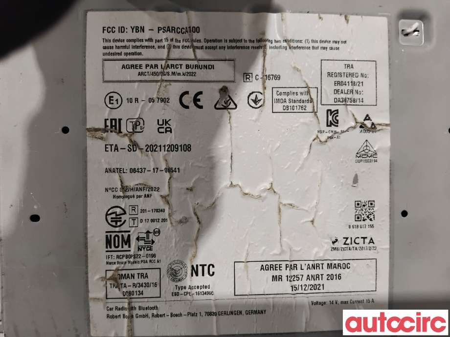 Bilstereo til Citroën Berlingo 2019-->> (Type III)  (CITROEN|1687876080|9851901880)