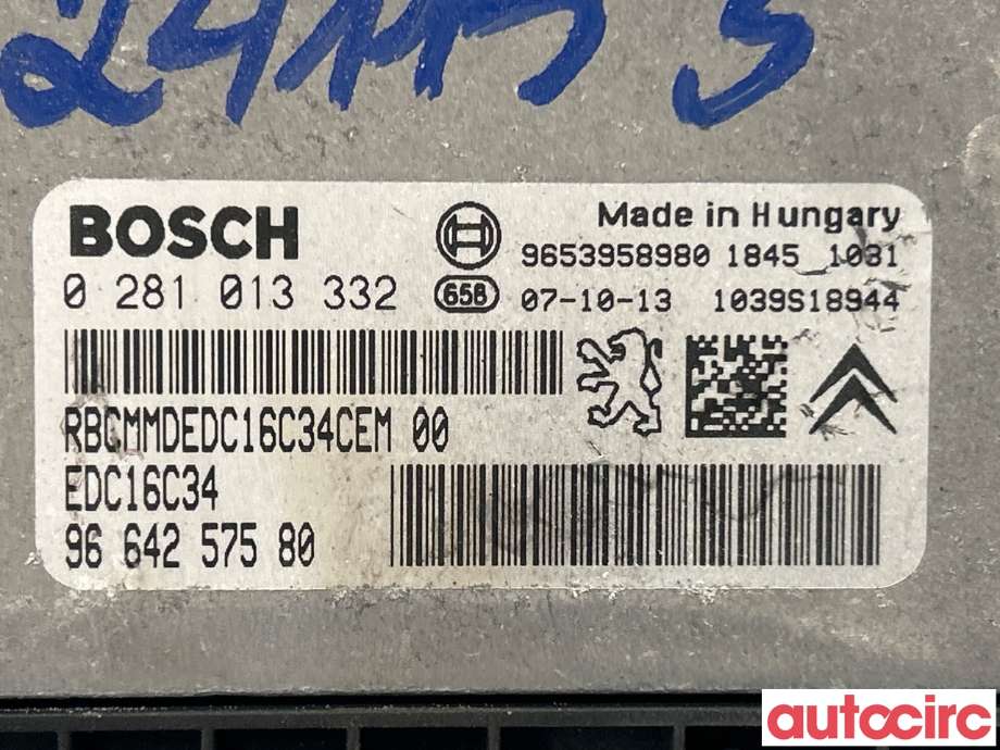Styreenhet motor til Peugeot 308 2007-2011 (Type I, Fase 1)  (PEUGEOT|1942ST|0281013332|9664257580)