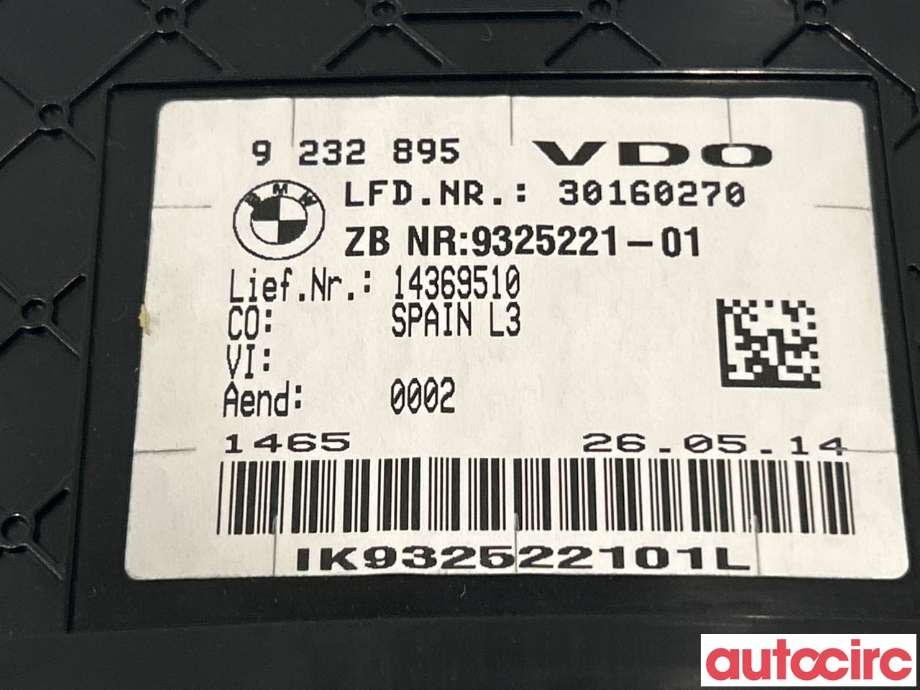 Instrumentpanel til BMW 3-Serie 2012-2018 (F30/F31/F34) (F30/F31/F34) (BMW|62105A03A40)