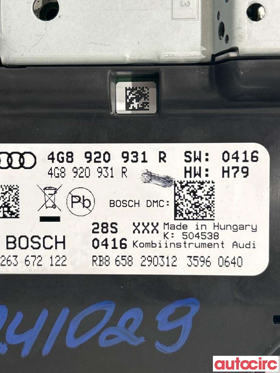 Instrumentpanel til Audi A6 2011-2014 (Type IV, Fase 1) (C7) (C7) (AUDI|4G8920931R)