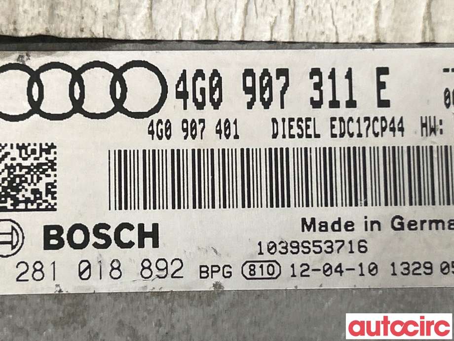 Styreenhet motor til Audi A6 2011-2014 (Type IV, Fase 1) (C7) (C7) (AUDI|4G0907311E)