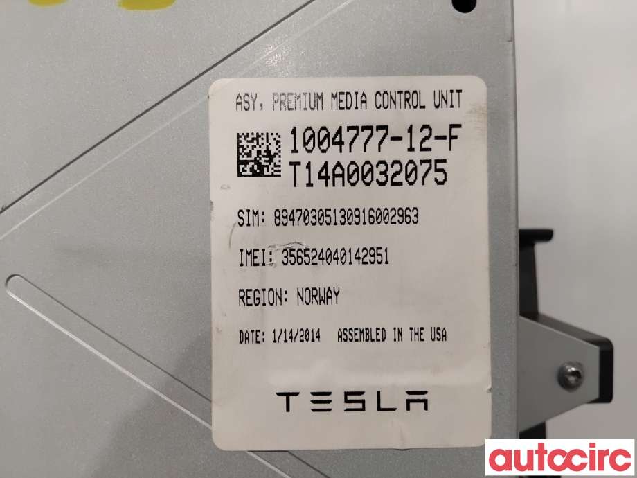 Instrument kjørecomputer til Tesla Model S 2013-2016 (Fase 1)  (TESLA|1098050-99-K||1004777-12-F)
