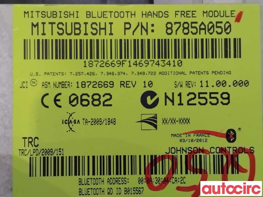 Dashbord telefon til Citroën C4, Aircross 2012-2017  (CITROEN|1609545680|8785A050|1649788580)