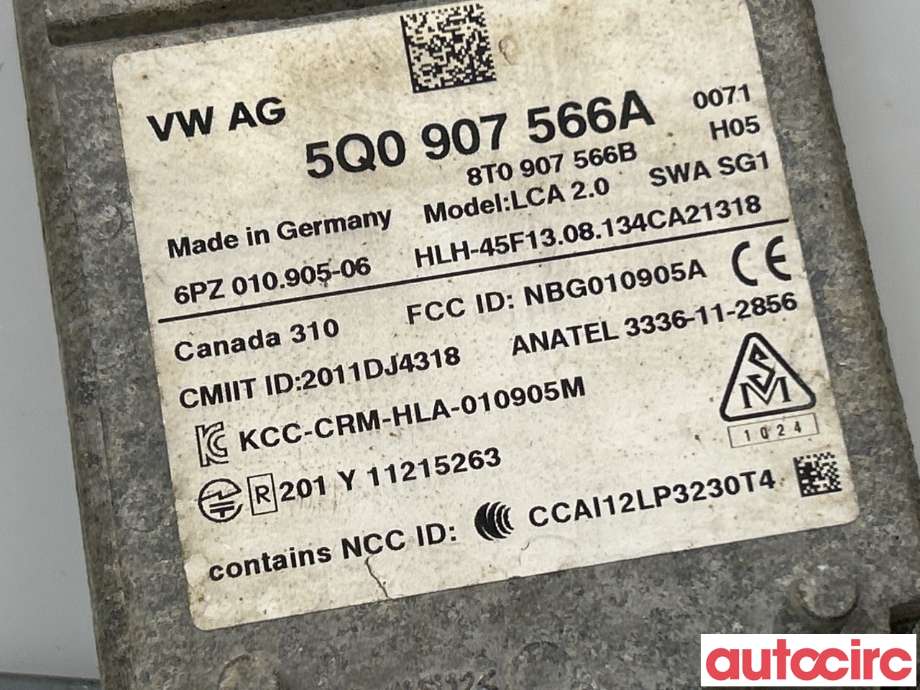 Sensor radar til Audi A3 2012-2016 (Type III, Fase 1)  (AUDI|5Q0907566A)