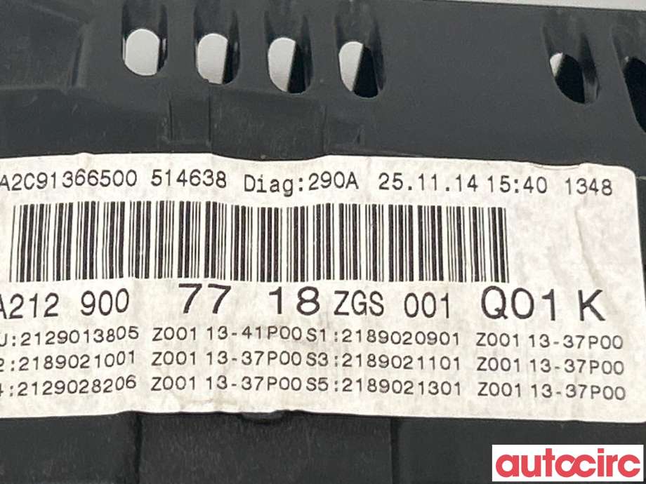 Instrumentpanel til Mercedes E-Klasse 2013-2016 (Fase 2) (W212) (W212) (MERCEDES|A2129007718)