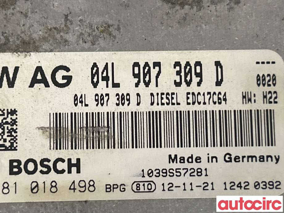 Styreenhet motor til VW Golf VII 2012-2017 (Fase 1)  (VOLKSWAGEN|04L906021DT|0281018498|04L907309D)