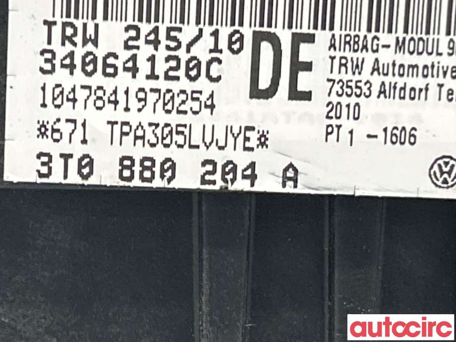 Airbag passasjer til Škoda Superb 2008-2015 (Type II) (SKODA|3T0880204A)