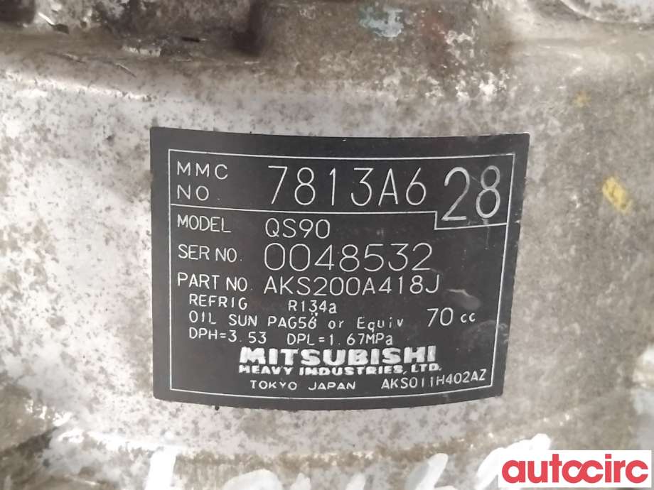 Aircondition kompressor til Mitsubishi Outlander 2012-2015 (Type III, Fase 1)  (MITSUBISHI|7813A628|AKS200A418J)