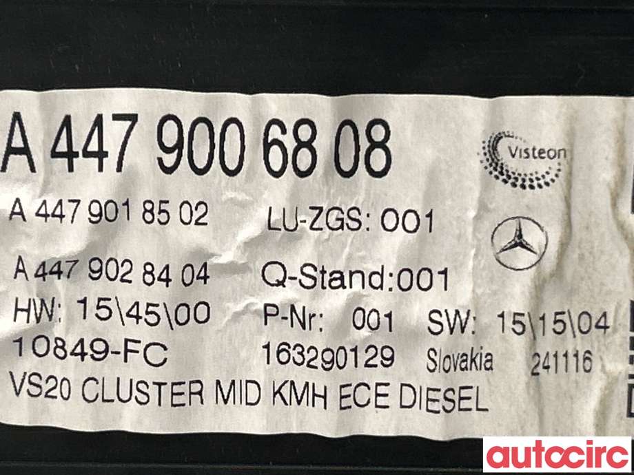 Instrumentpanel til Mercedes Vito 2014-->> (W447) (W447) (MERCEDES|A4479006808)