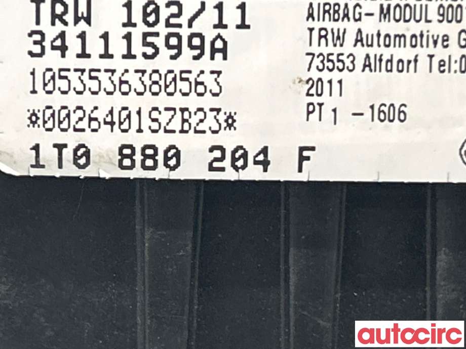Airbag passasjer til VW Touran 2010-2015 (Type I, Fase 3)  (VOLKSWAGEN|1T0880204)