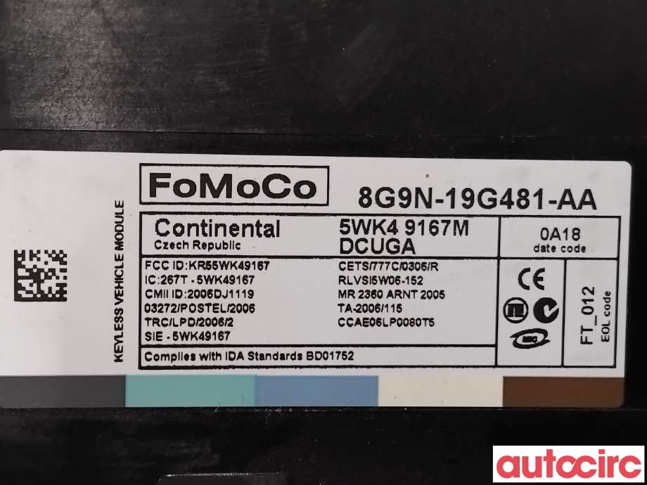 Styreenhet nøkkelfri/keyless til Volvo XC70 2008-2013 (Type II, Fase 1)  (VOLVO|30659958|5WK49167M|8G9N-19G481-AA)