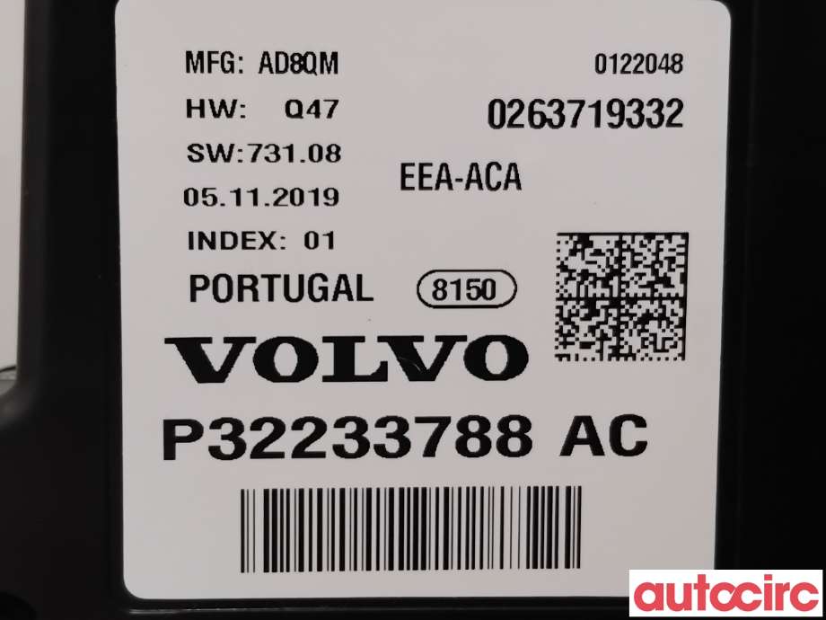Instrumentpanel til Volvo V60 / V60 CC 2018-->> (Type II)  (VOLVO|36051312|0263719332|32233788)
