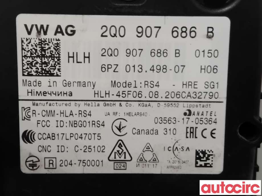 Sensor radar til Škoda Superb 2015-->> (Type III)  (SKODA|2Q0907686B|6PZ013498-07)