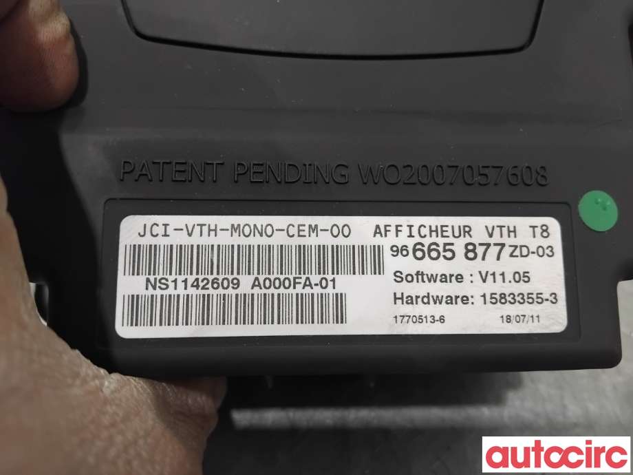 Multimedia display (MCU - Media Controller Unit) til Peugeot 5008 2010-2017 (Type I)  (PEUGEOT|6593K2|1583355-3|96665877ZD)