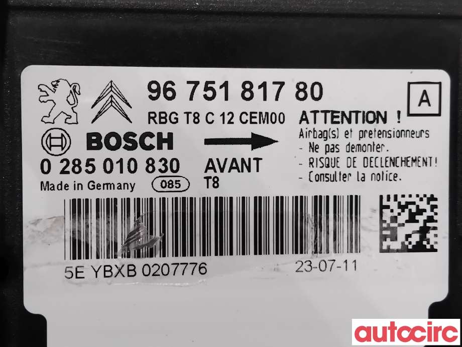 Airbag elektronikk til Peugeot 5008 2010-2017 (Type I)  (PEUGEOT|6546CG|0285010830|9675181780)