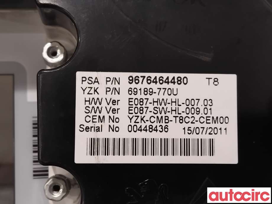 Instrumentpanel til Peugeot 5008 2010-2017 (Type I)  (PEUGEOT|9666626080|69189-770U|9805170680)