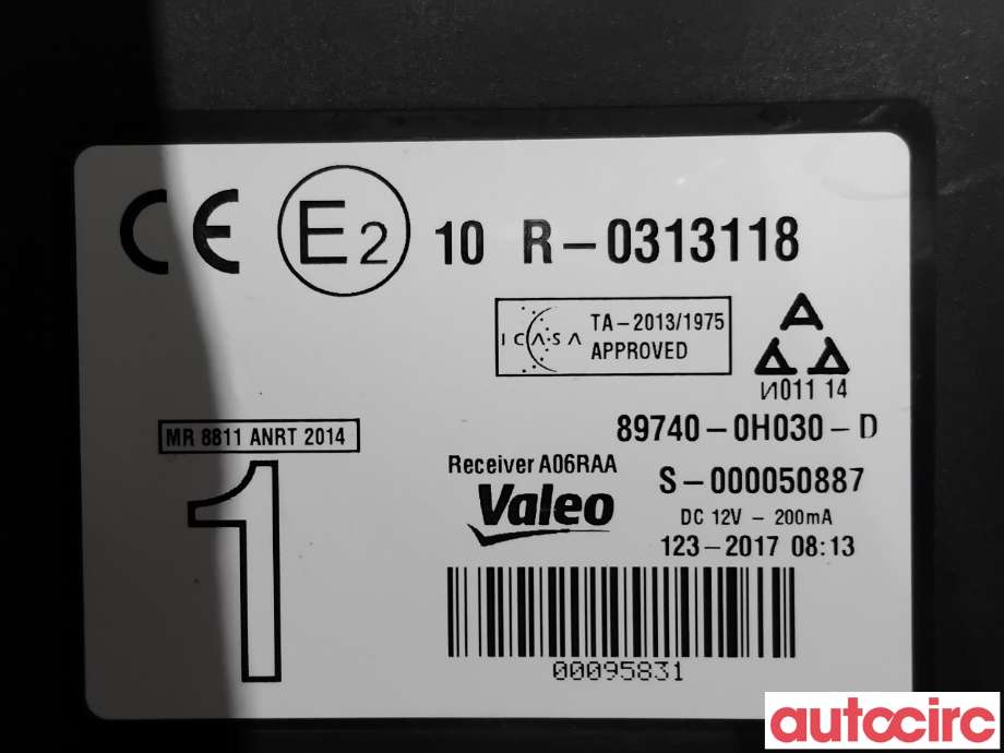 Styreenhet nøkkelfri/keyless til Peugeot 108 2014-->>  (PEUGEOT|B000871280|S-000050887|89740-0H030)
