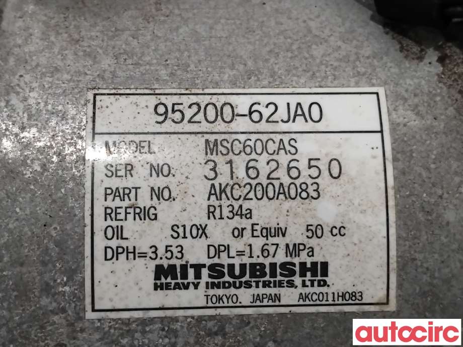 Aircondition kompressor til Suzuki SX4 2009-2013 (Type I, Fase 2)  (SUZUKI|95200-62JA0|AKC200A083)