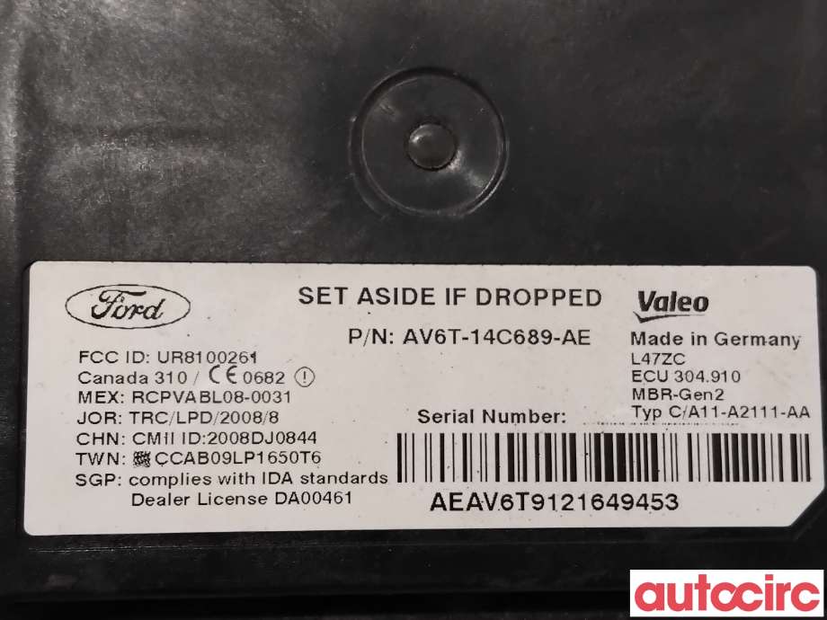 Sensor radar til Ford Focus 2011-2014 (Type III, Fase 1)  (FORD|NO NR|L47ZC|AV6T-14C689-AE)