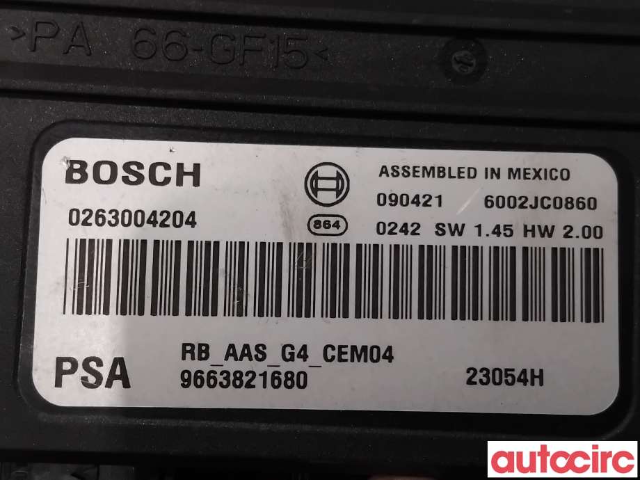 Styreenhet parkering til Peugeot 308 2007-2011 (Type I, Fase 1)  (PEUGEOT|6590HY|0263004204|9663821680)