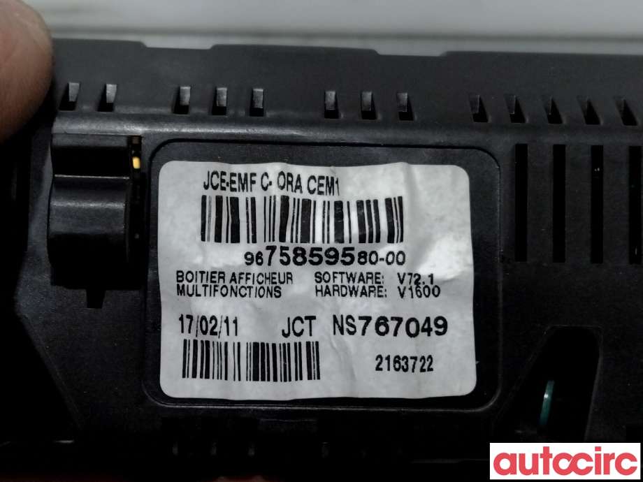 Multimedia display (MCU - Media Controller Unit) til Citroën Berlingo 2008-2015 (Type II, Fase 1)  (CITROEN|6593T8|9675859580|9821851780)