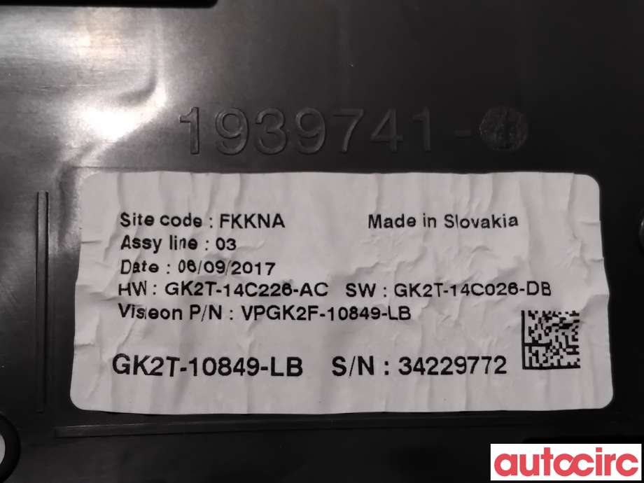 Instrumentpanel til Ford Transit Custom 2013-2023 (Type I)  (FORD|2422688|VPGK2F-10849-LB|GK2T-10849-LB)