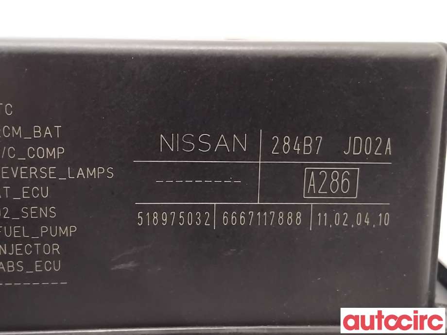 Sikringsboks til Nissan Qashqai 2010-2014 (Type I, Fase 2) (NISSAN|284B7JD02A|518975032)