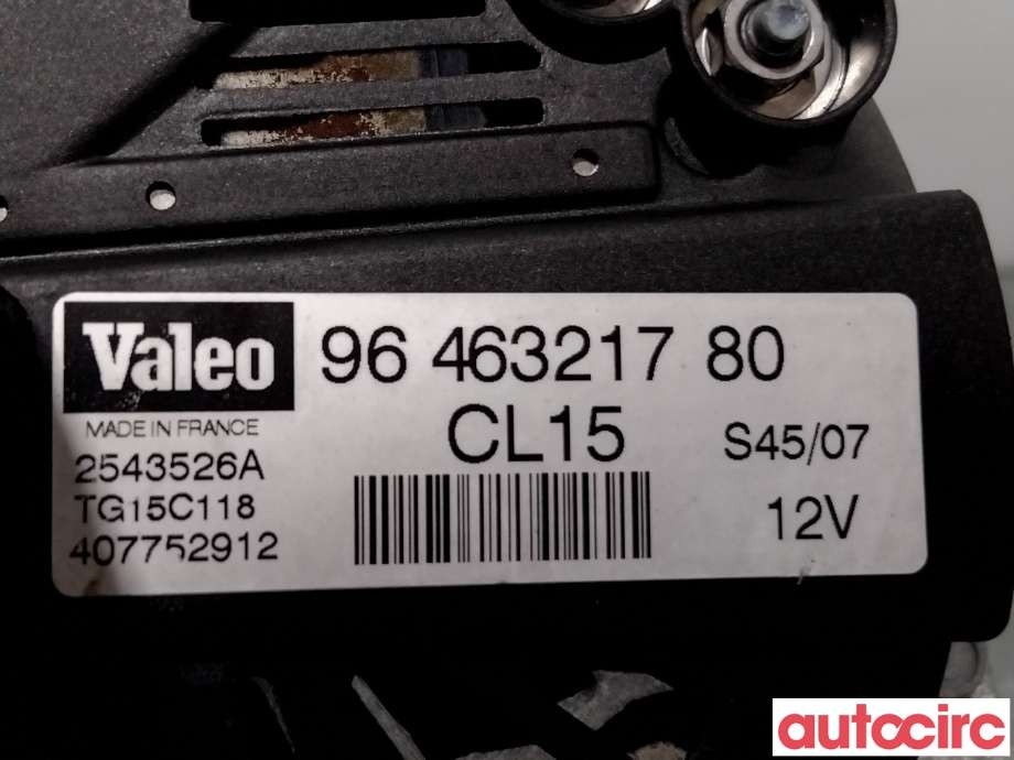 Dynamo til Peugeot 308 2007-2011 (Type I, Fase 1) (PEUGEOT|5702K9|TG15C118|9646321780)