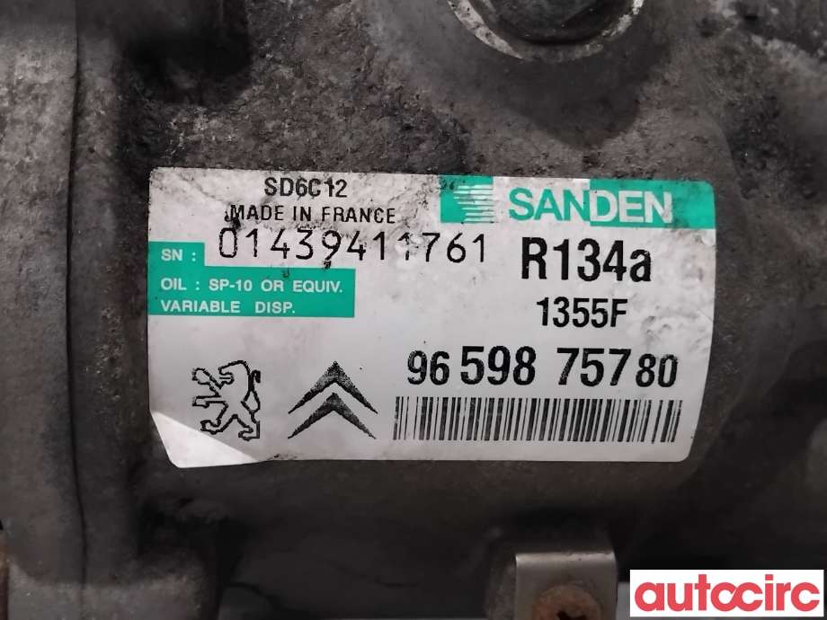 Aircondition kompressor til Peugeot 308 2007-2011 (Type I, Fase 1)  (PEUGEOT|648755|SD6C121355|9659875780)