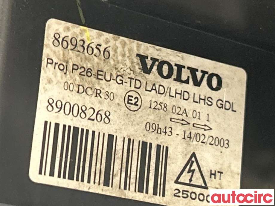 Frontlykt høyre halogen til Volvo XC70 2001-2004 (Type I, Fase 1)  (VOLVO|8693572)