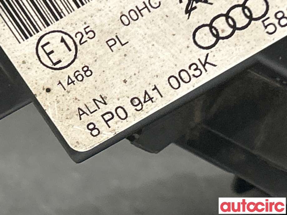 Frontlykt venstre halogen til Audi A3 2003-2008 (Type II, Fase 1) (AUDI|8P0941003K)