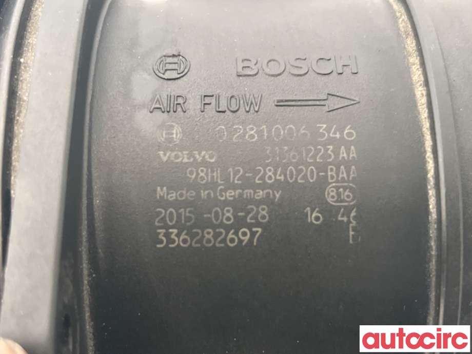 Luftmengde/luftmassemåler til Volvo V60/V60 CC 2013-2018 (Type I, Fase 2)  (VOLVO|31459403|0281006346|31361223)
