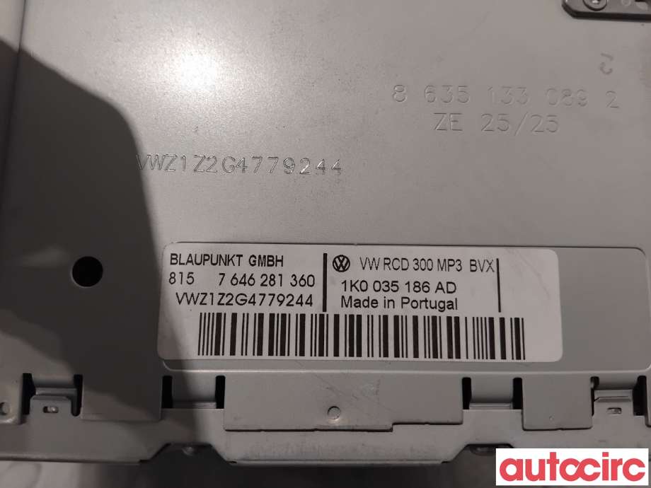 Bilstereo til VW Golf V, Combi 2003-2008  (VOLKSWAGEN|NO NR|7646281360|1K0035186AD)