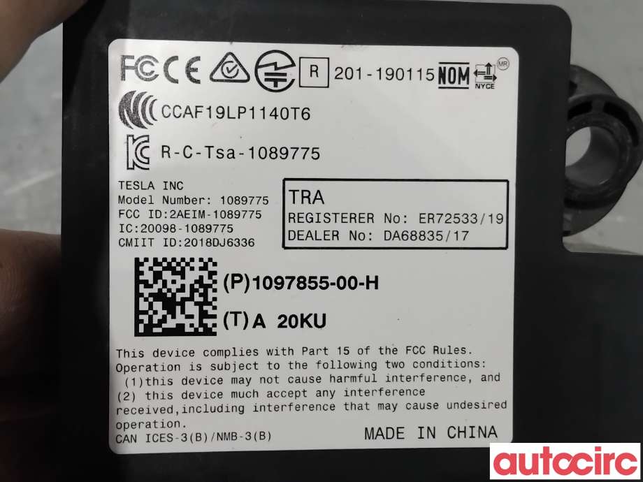 Styreenhet diverse til Tesla Model 3 2018-2023 (Fase 1)  (TESLA|1097855-00-H|1098775)