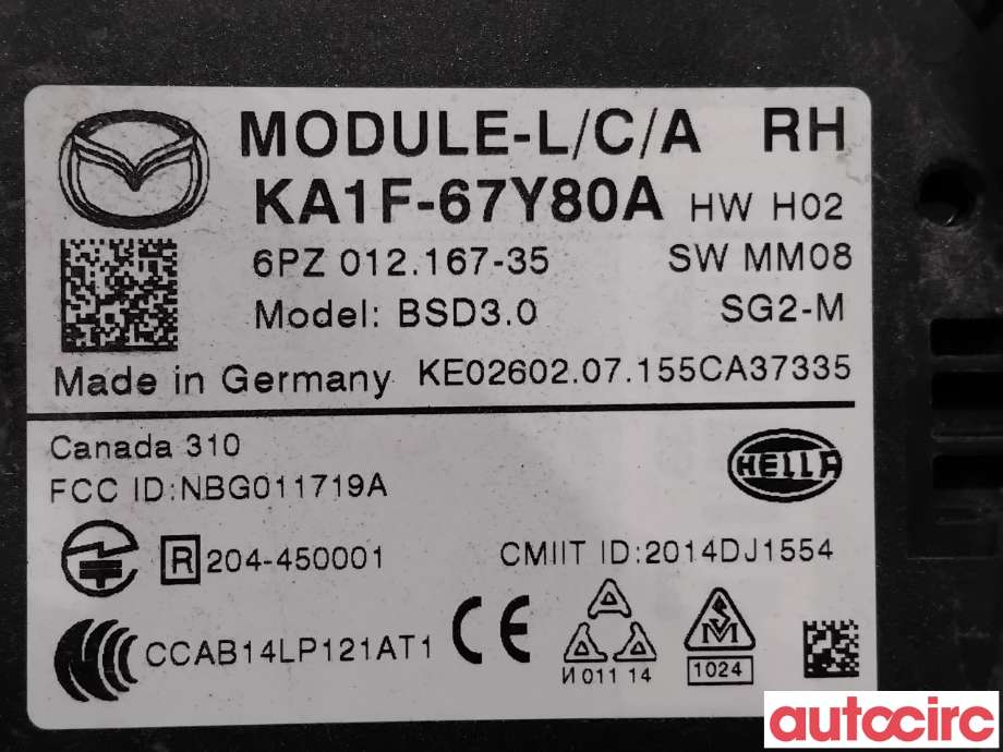 Sensor radar til Mazda CX-5 2012-2017 (Type I)  (MAZDA|KA1F-67-Y80E|6PZ012167-35|KA1F-67Y80A)