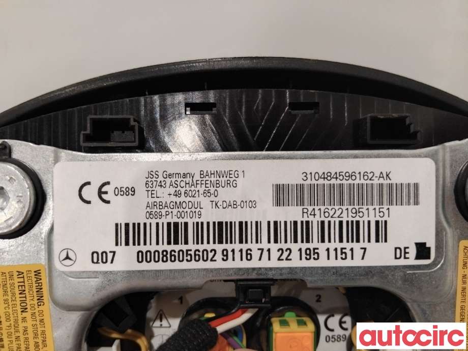 Airbag rattpute til Mercedes C-Klasse 2007-2011 (Fase 1) (W204) (W204) (MERCEDES|A0008605602|TK-DAB-0103|0008605602)