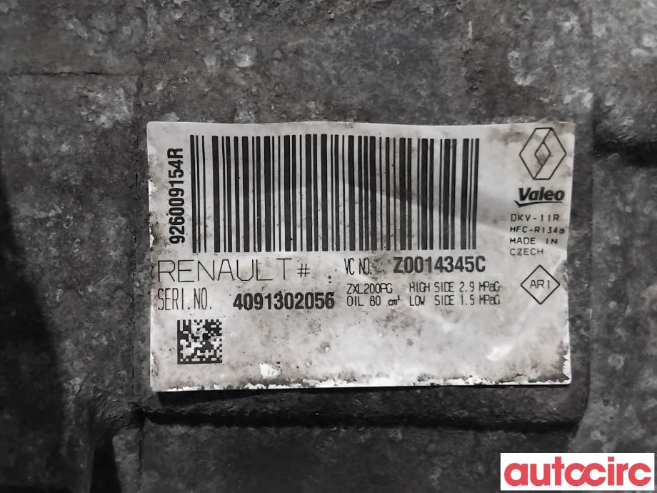 Aircondition kompressor til Dacia Duster 2010-2017 (Type I) (DACIA|926009154R|Z0014345C)